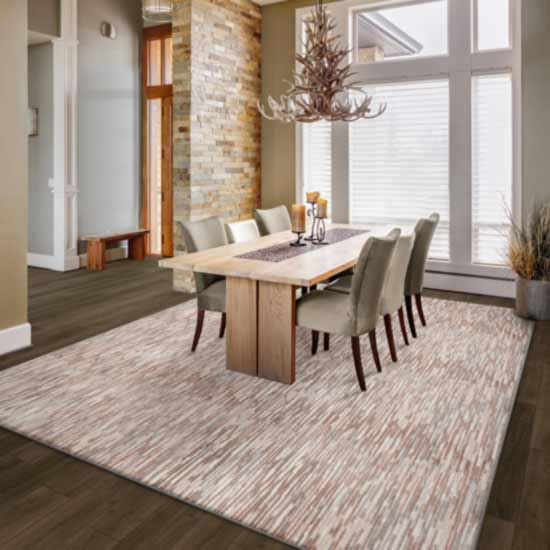 area rug in dining room